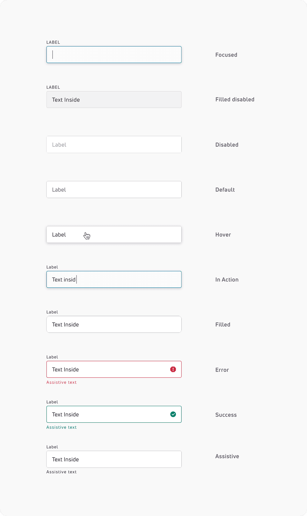 Boxed Input Field — all states
